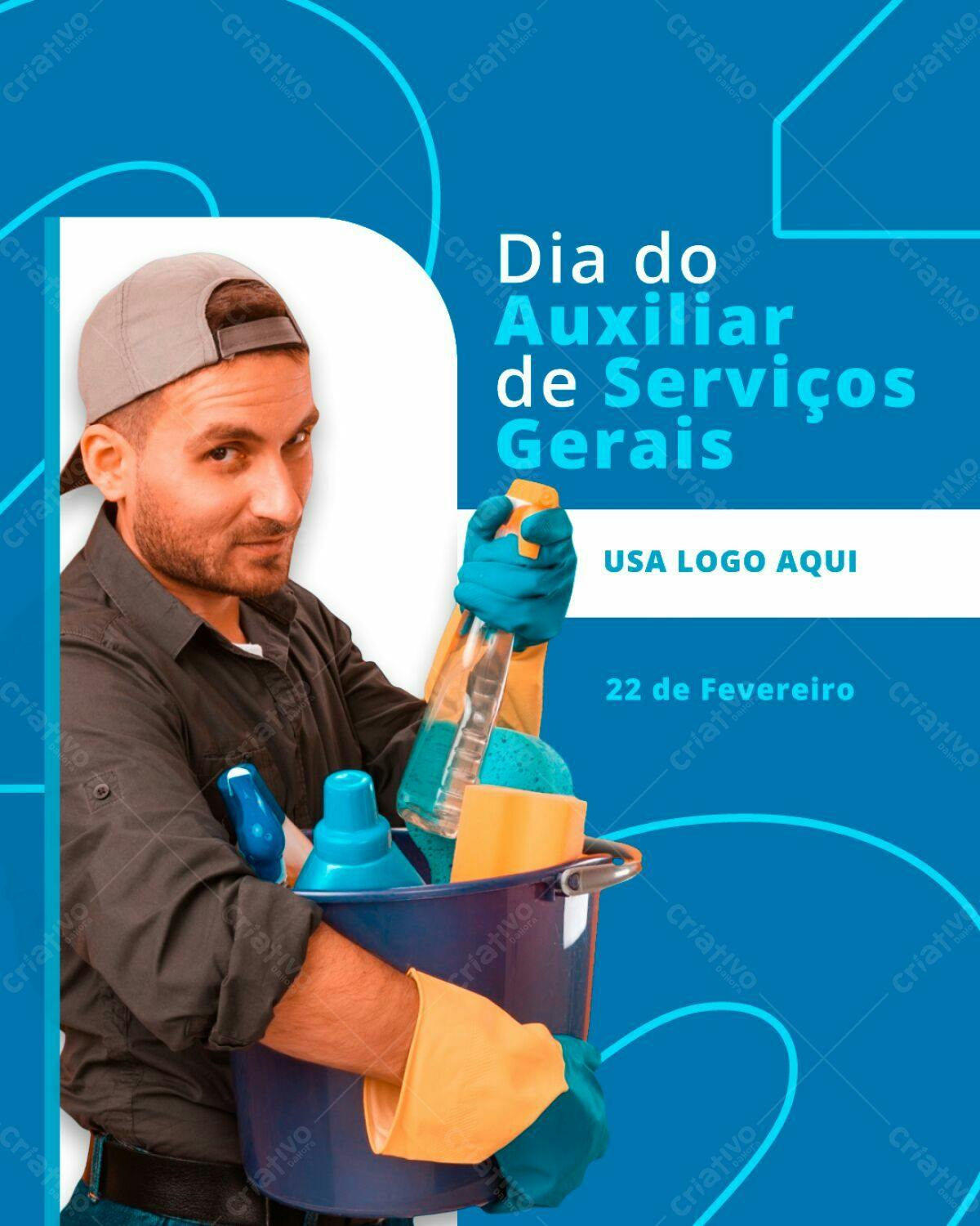 Flyer Dia do Auxiliar de Serviços Gerais PSD Editável
