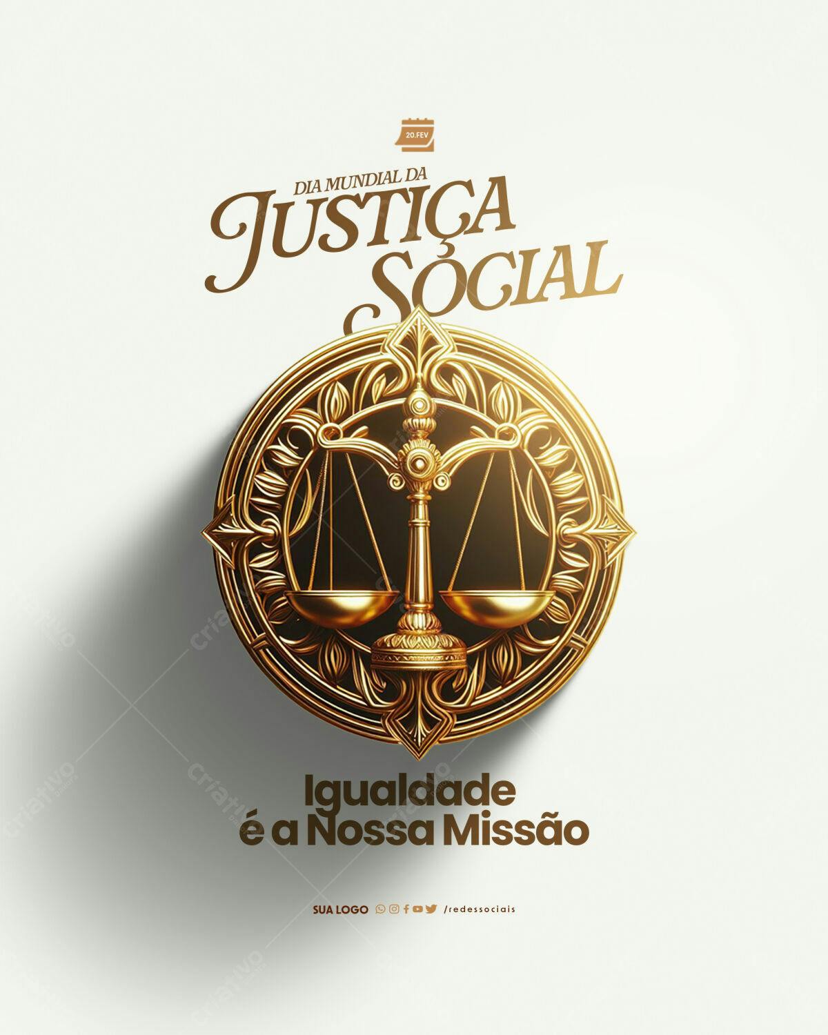 Post para o Dia Mundial da Justiça Social PSD Editável