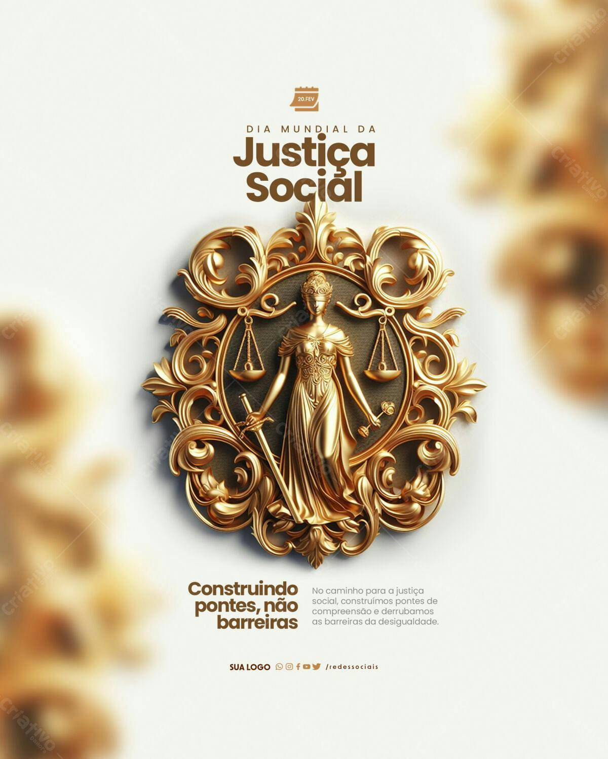 Flyer Dia Mundial da Justiça Social PSD Editável