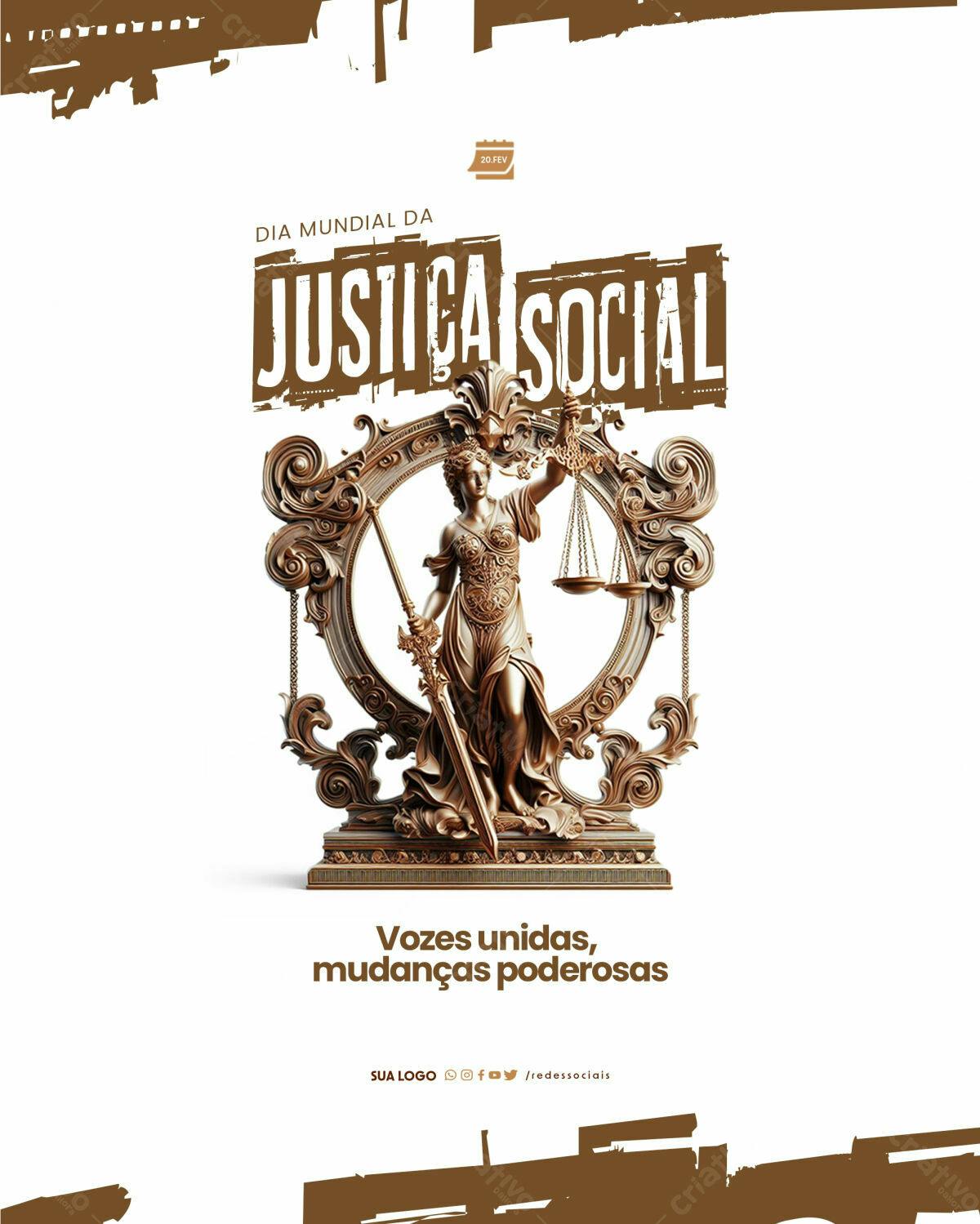 Flyer Dia Mundial da Justiça Social PSD Editável