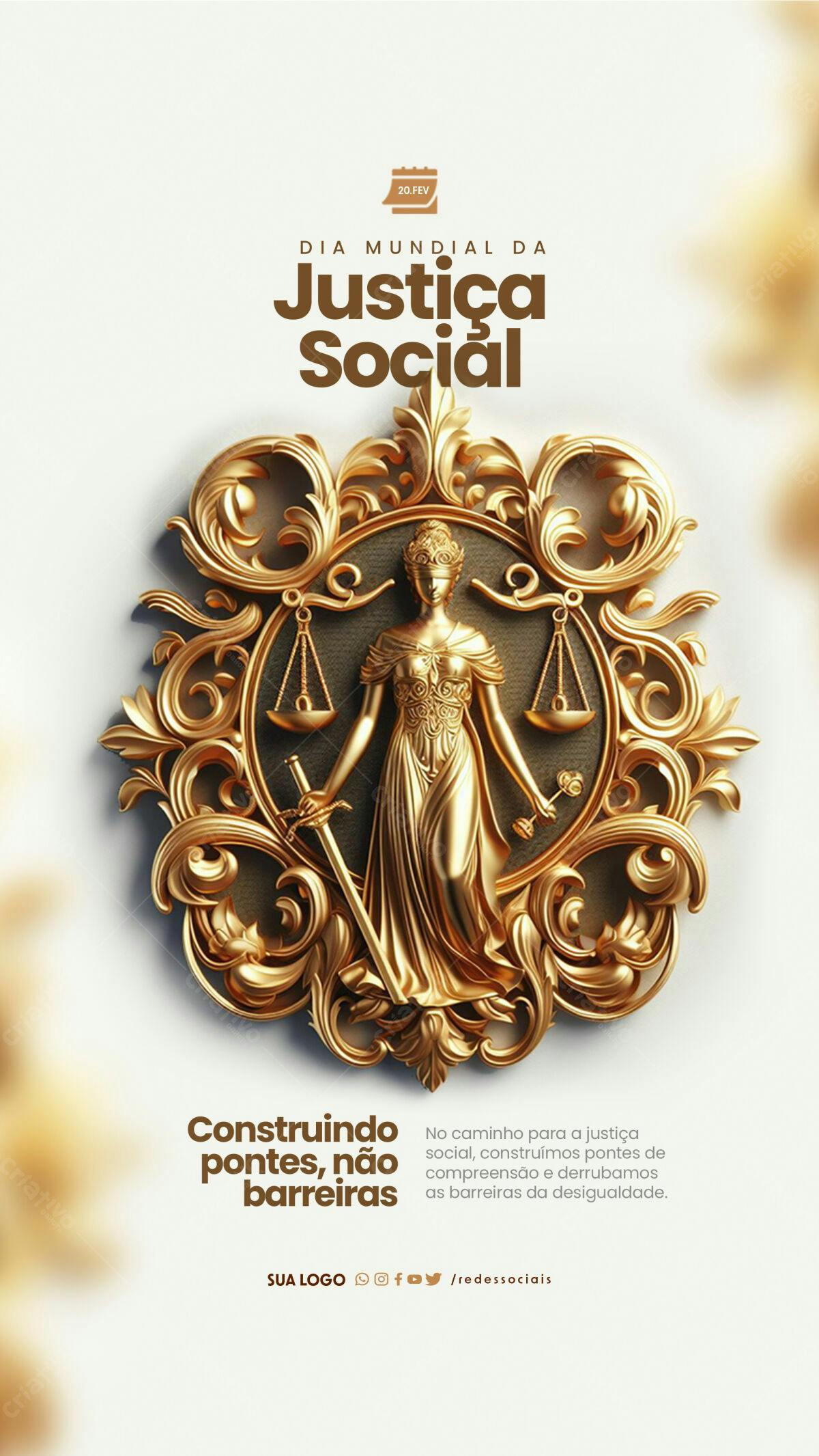 Flyer Dia Mundial da Justiça Social PSD Editável