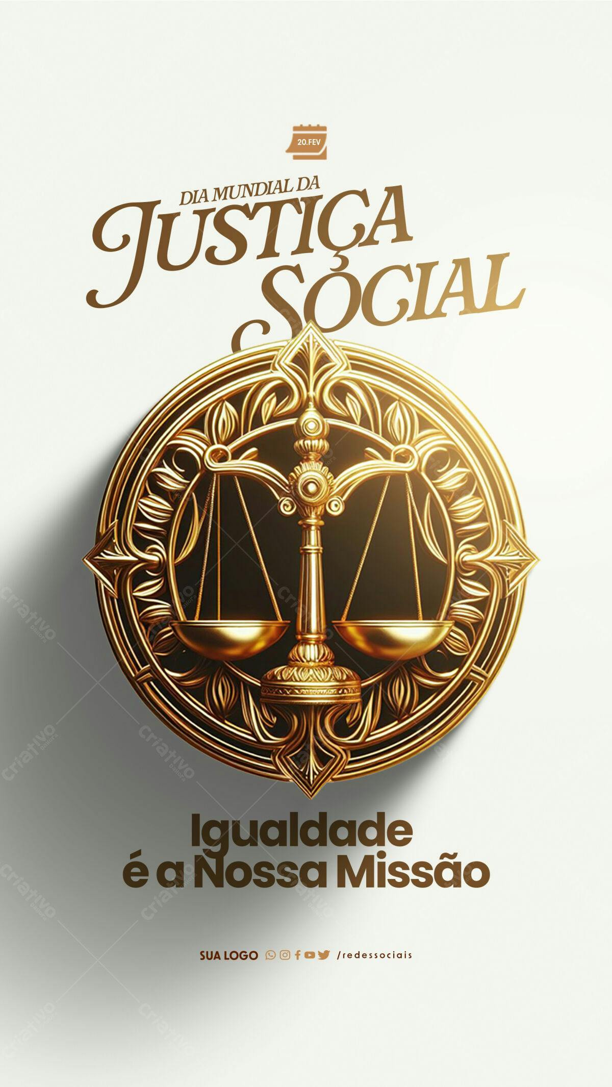 Flyer Dia Mundial da Justiça Social PSD Editável