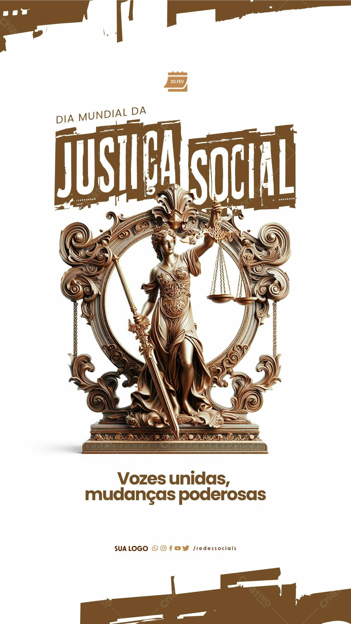 Flyer Dia Mundial da Justiça Social PSD Editável