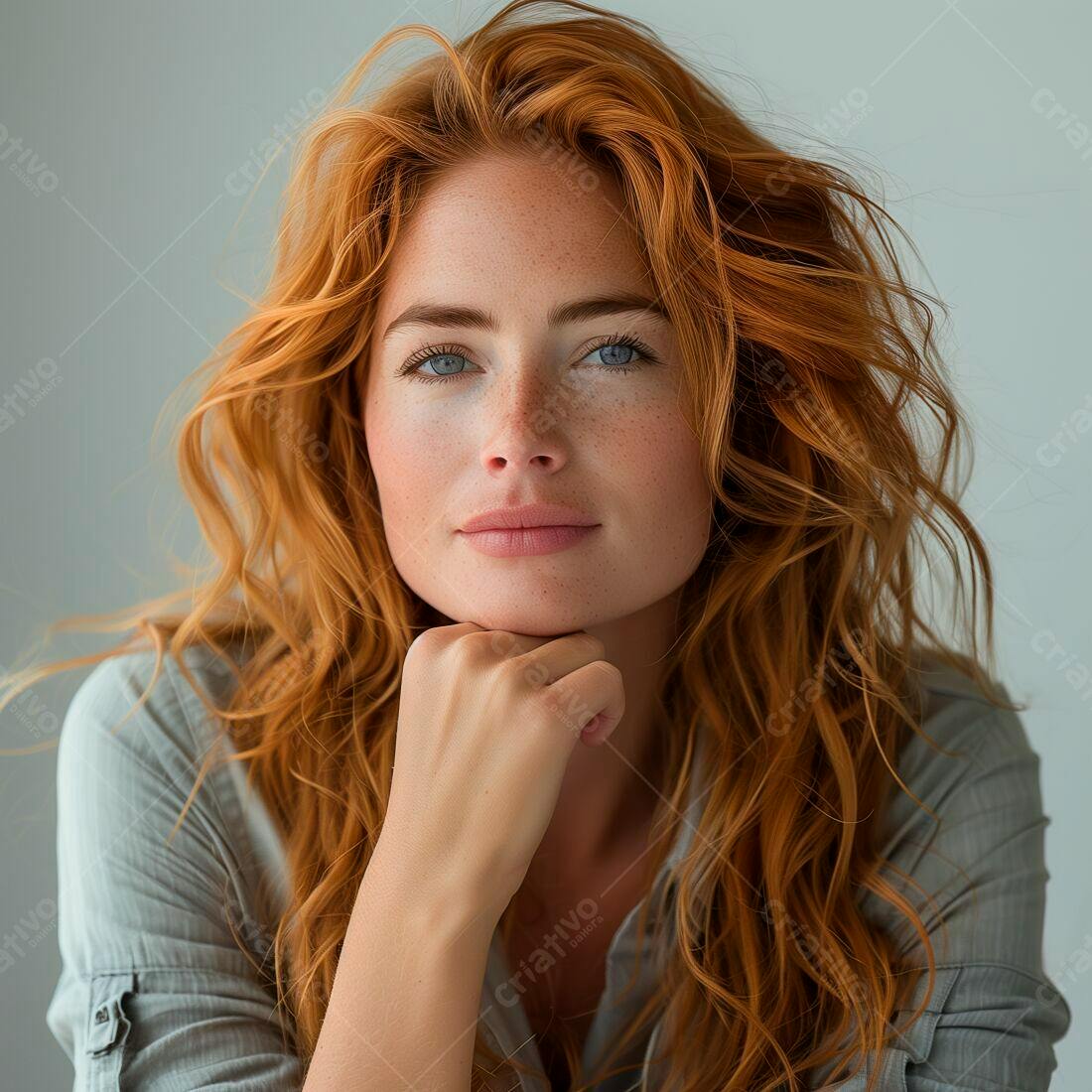 Mulher ruiva com sardas sorrindo