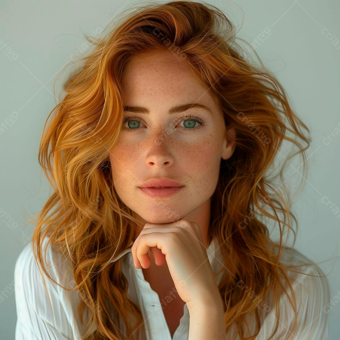 Mulher ruiva com sardas em retrato