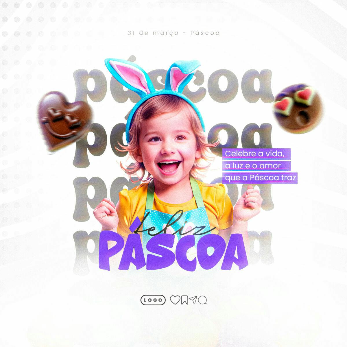 Flyer Páscoa Infantil PSD Editável