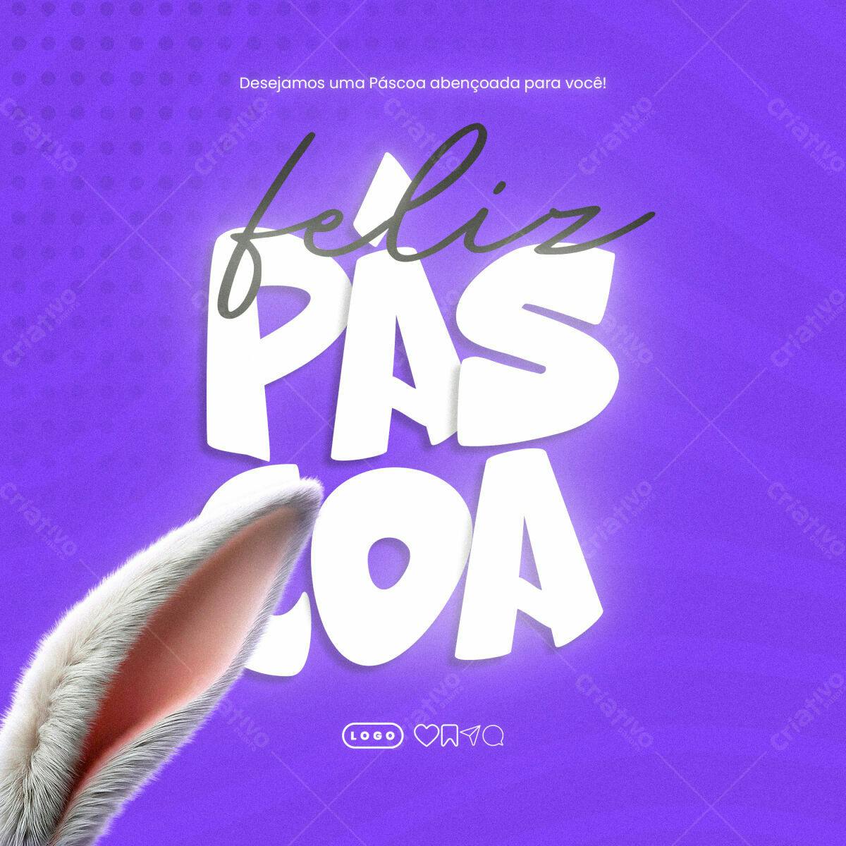 Postagem Páscoa com Coelho PSD Editável