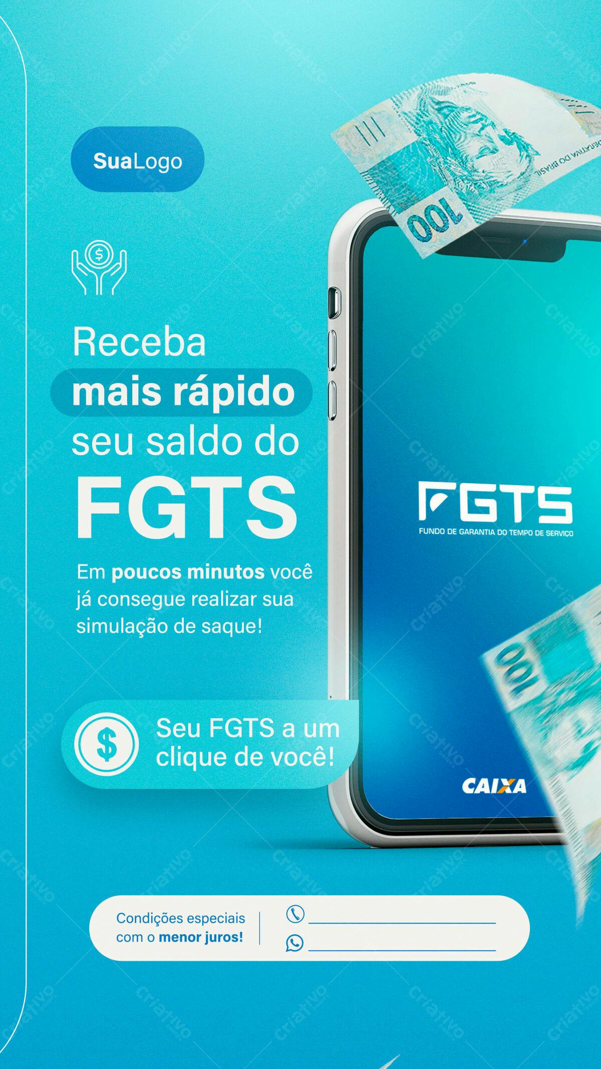 Postagem FGTS Saque Imediato PSD Editável