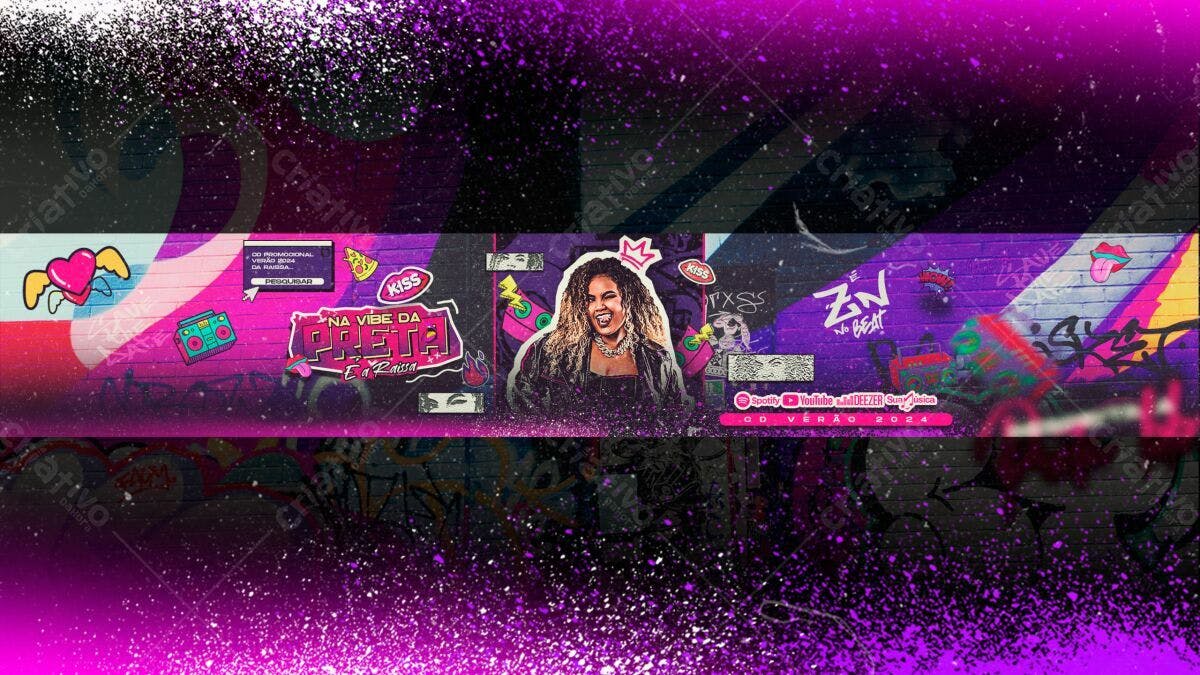 Banner YouTube para Verão 2024 PSD Editável