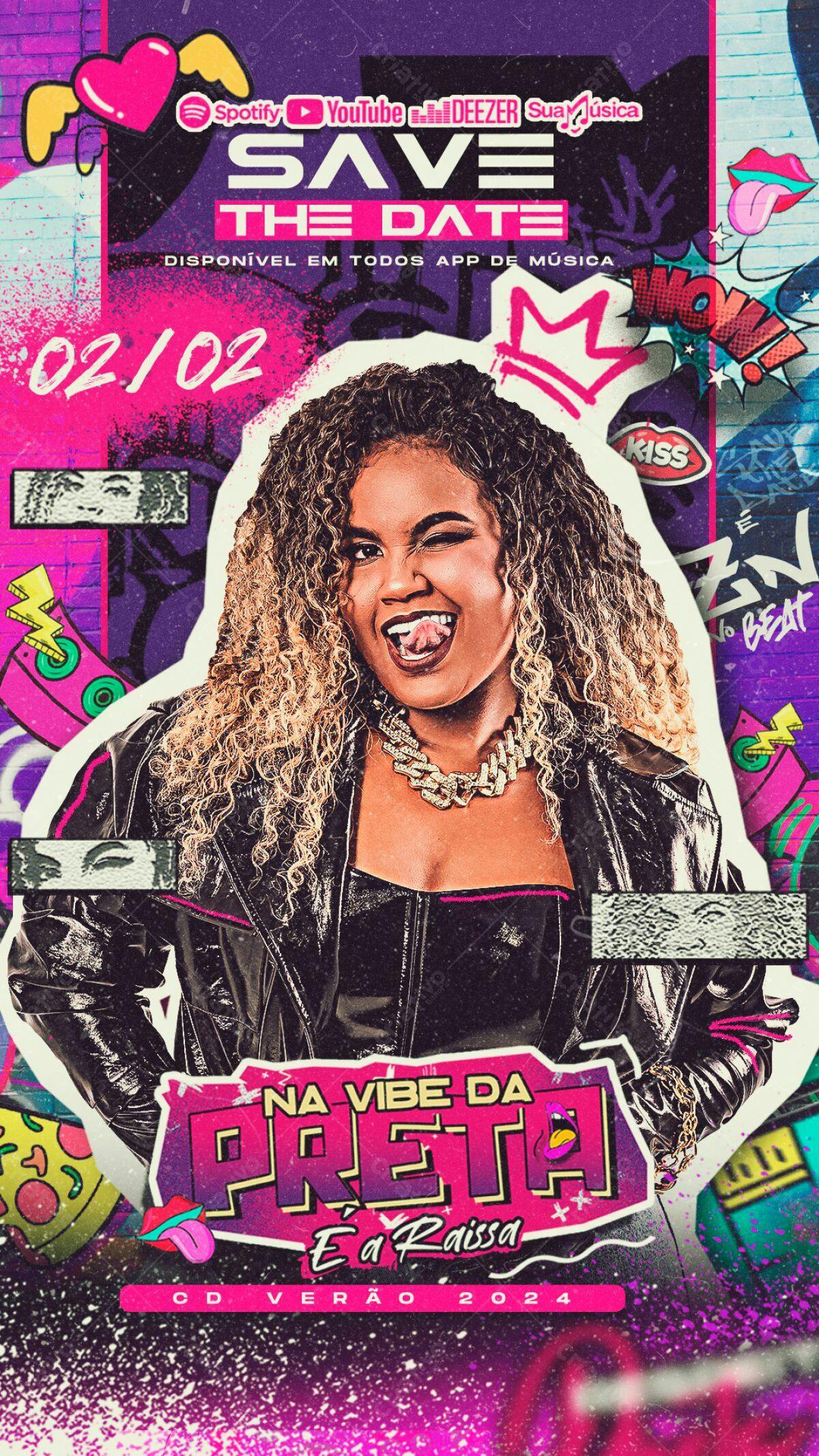 Flyer para Lançamento do CD Verão 2024 da Raissa PSD Editável