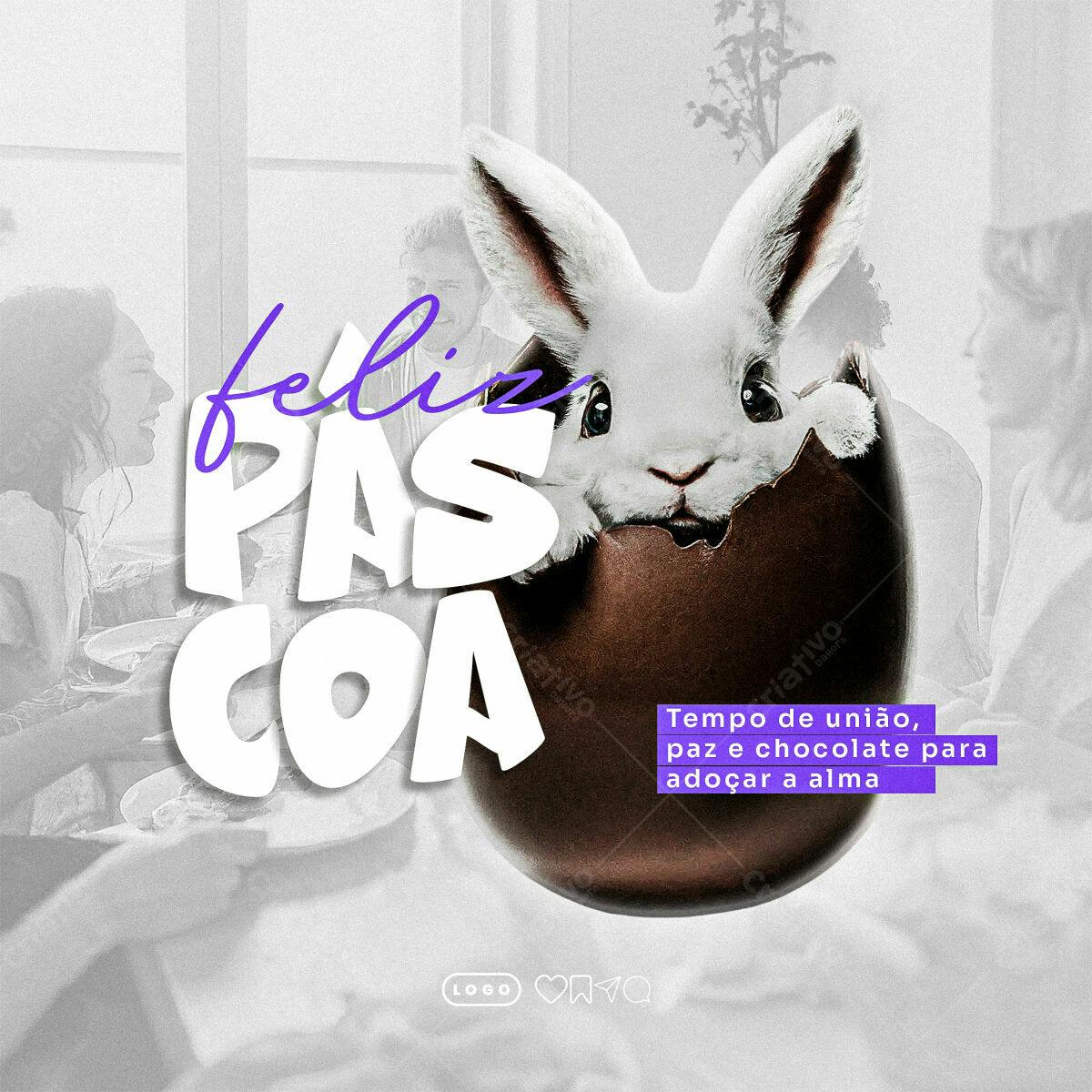 Flyer Feliz Páscoa PSD Editável