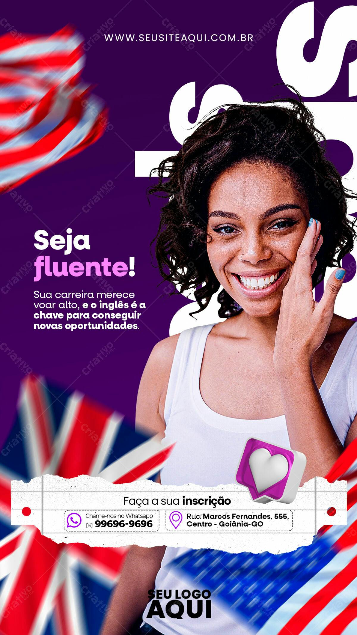 Flyer Curso Inglês PSD Editável