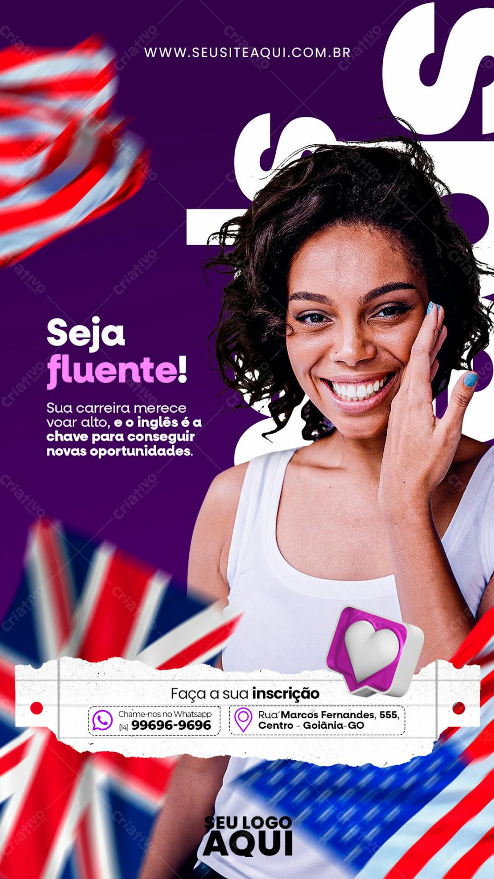 STORY - AULAS DE INGLÊS | IDIOMAS | PSD EDITÁVEL 