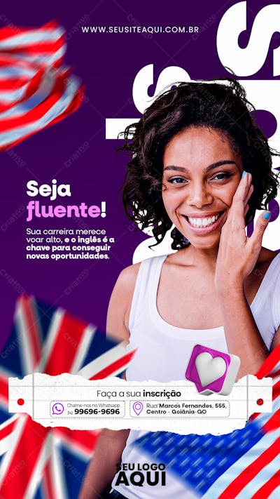 STORY - AULAS DE INGLÊS | IDIOMAS | PSD EDITÁVEL 