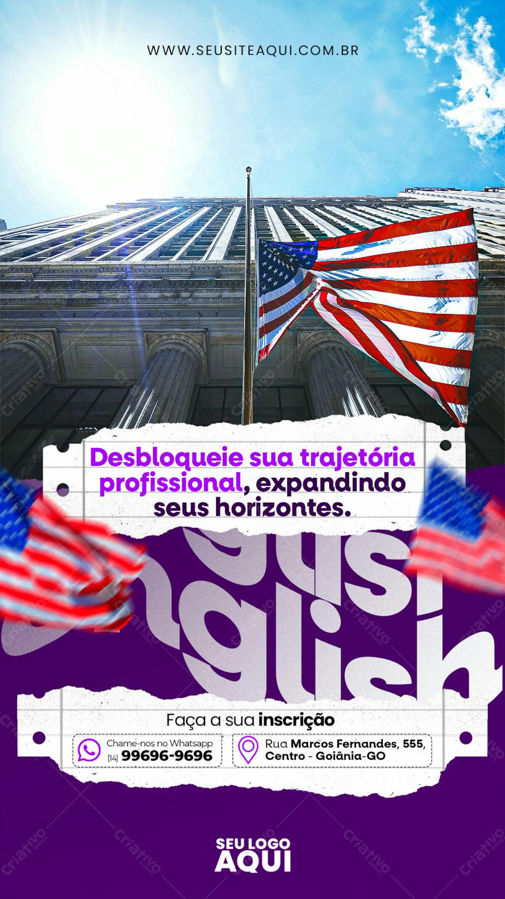 STORY - AULAS DE INGLÊS | IDIOMAS | PSD EDITÁVEL 