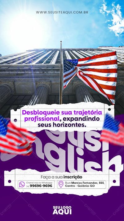 STORY - AULAS DE INGLÊS | IDIOMAS | PSD EDITÁVEL 