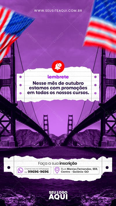 STORY - AULAS DE INGLÊS | IDIOMAS | PSD EDITÁVEL 