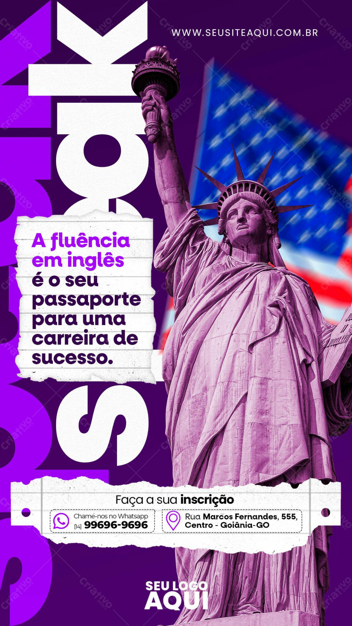 Flyer Curso Inglês PSD Editável