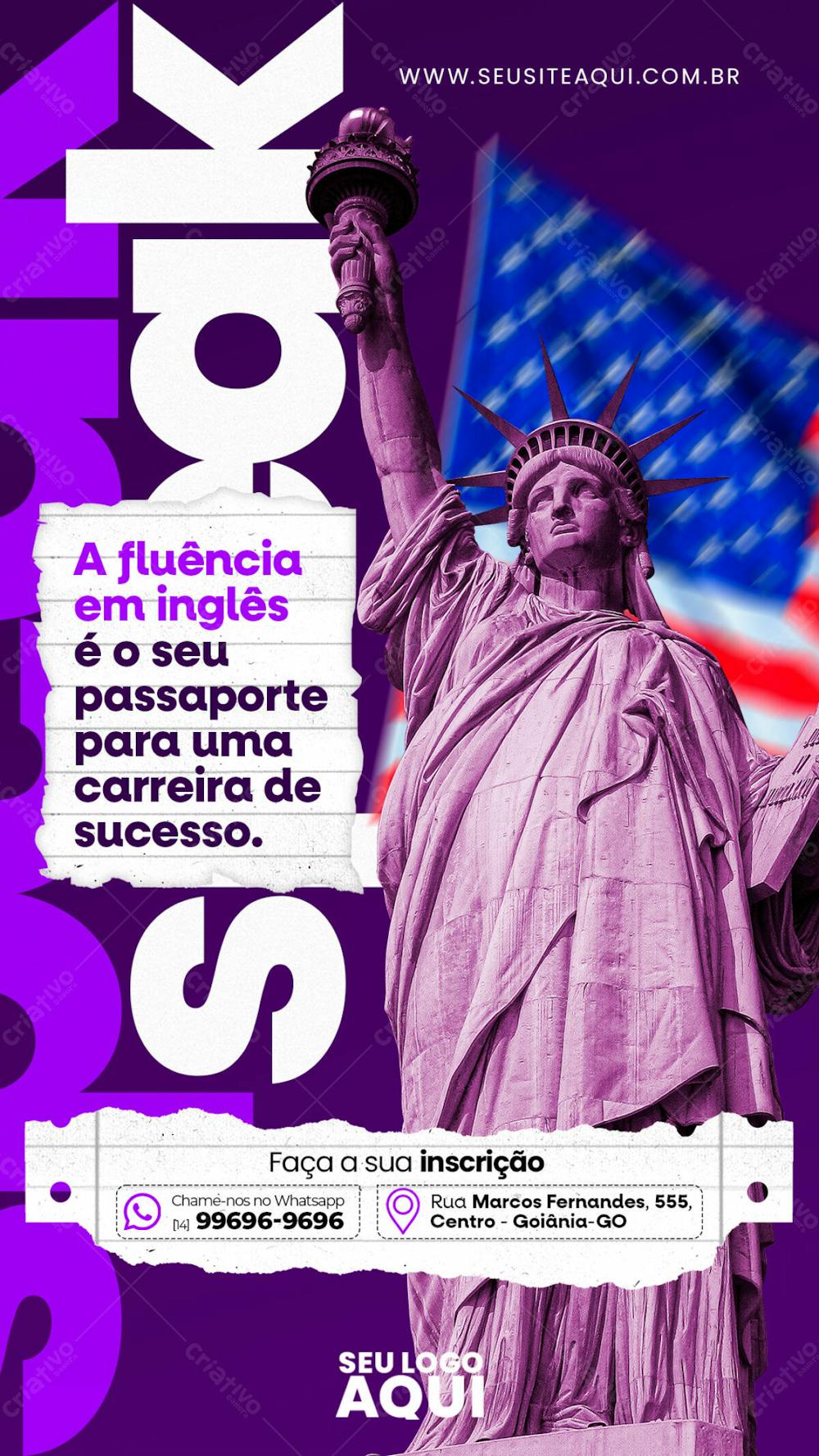 STORY - AULAS DE INGLÊS | IDIOMAS | PSD EDITÁVEL 