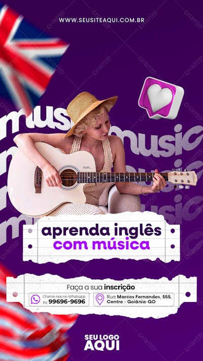 STORY - AULAS DE INGLÊS | IDIOMAS | PSD EDITÁVEL 