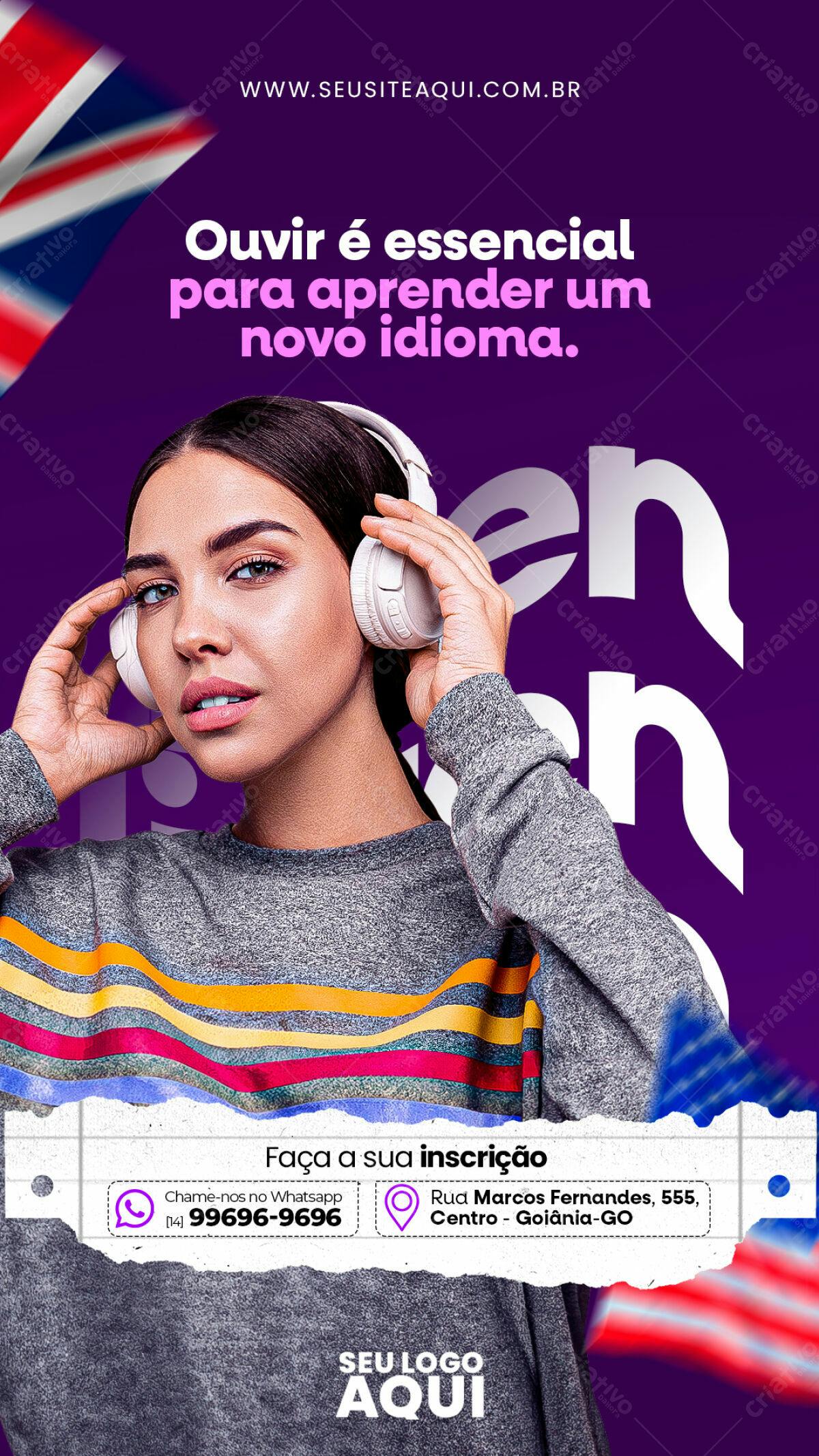 Flyer Curso de Inglês PSD Editável