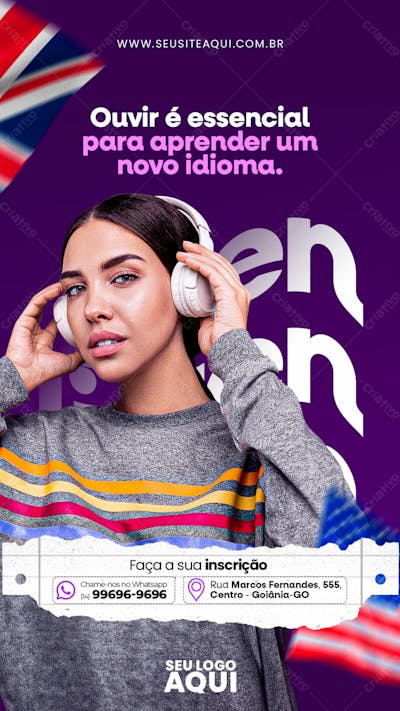 STORY - AULAS DE INGLÊS | IDIOMAS | PSD EDITÁVEL 