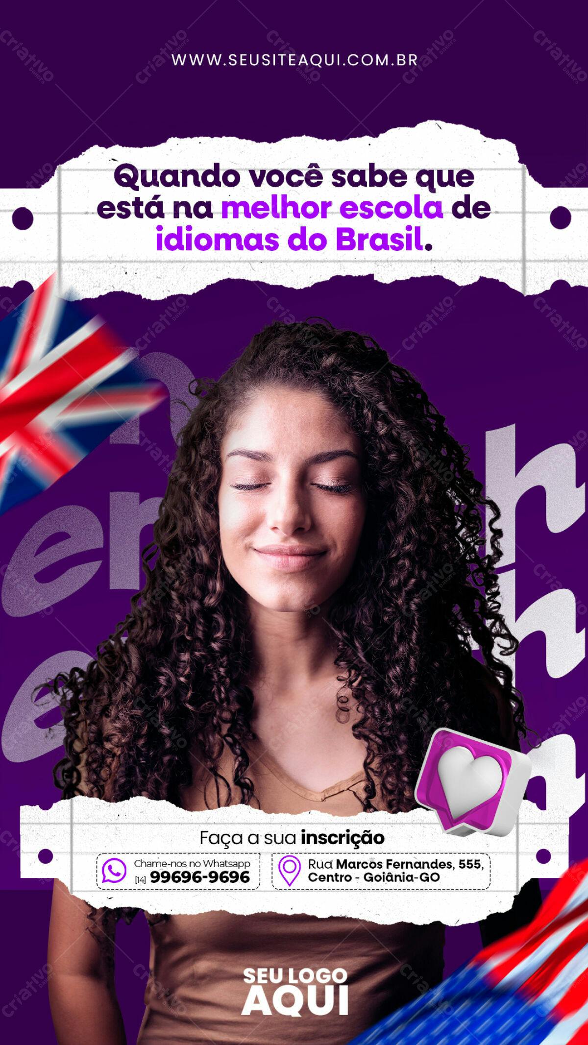 Flyer para Matrícula Escola Idiomas PSD Editável