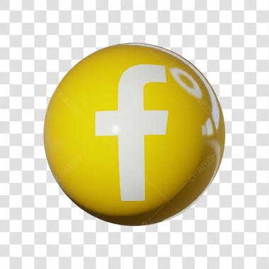 ícone 3d amarelo do facebook png transparente