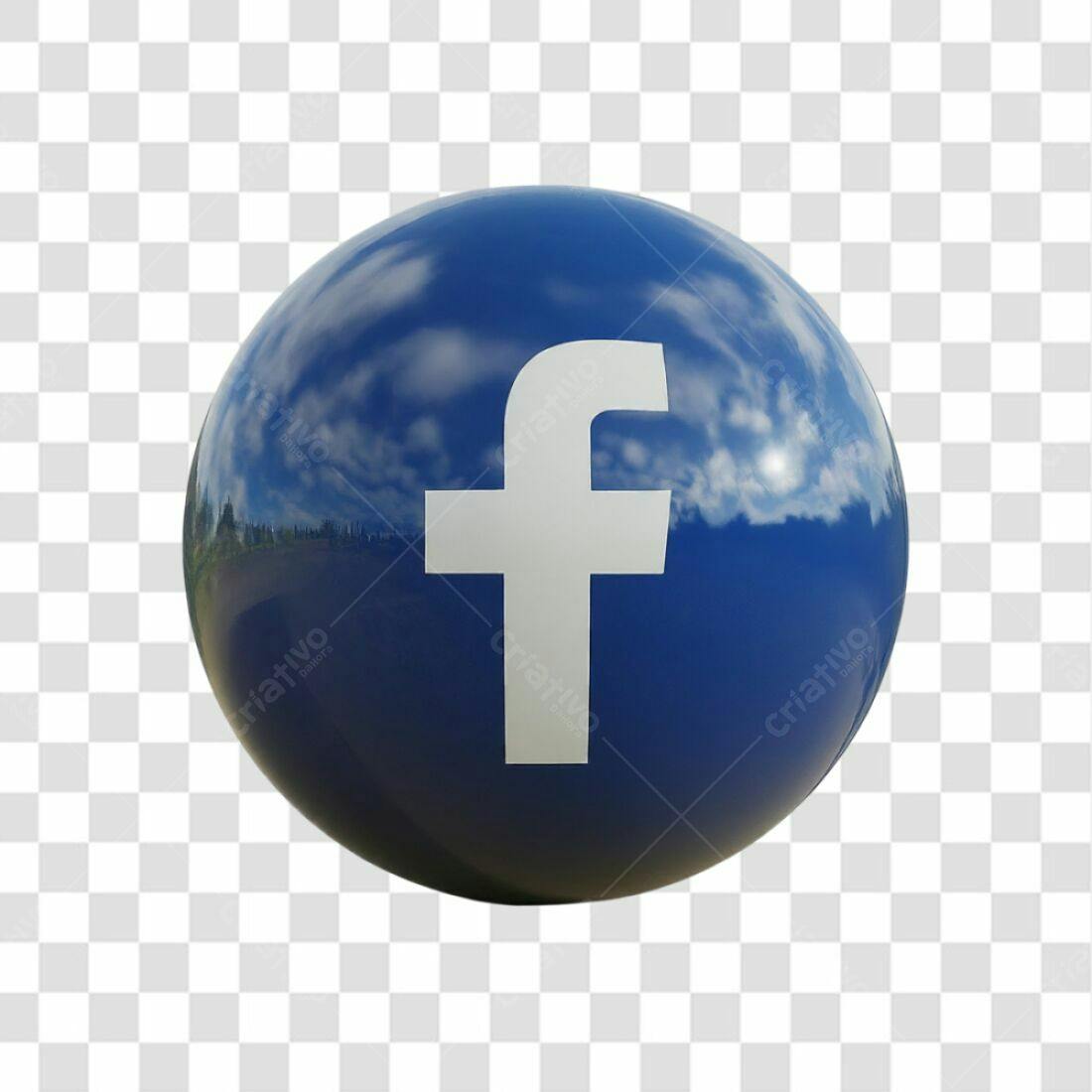 Icone Facebook Esfera Azul PNG com fundo transparente