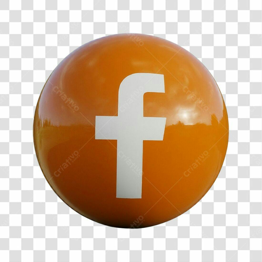 Ícone Facebook esfera laranja PNG com fundo transparente
