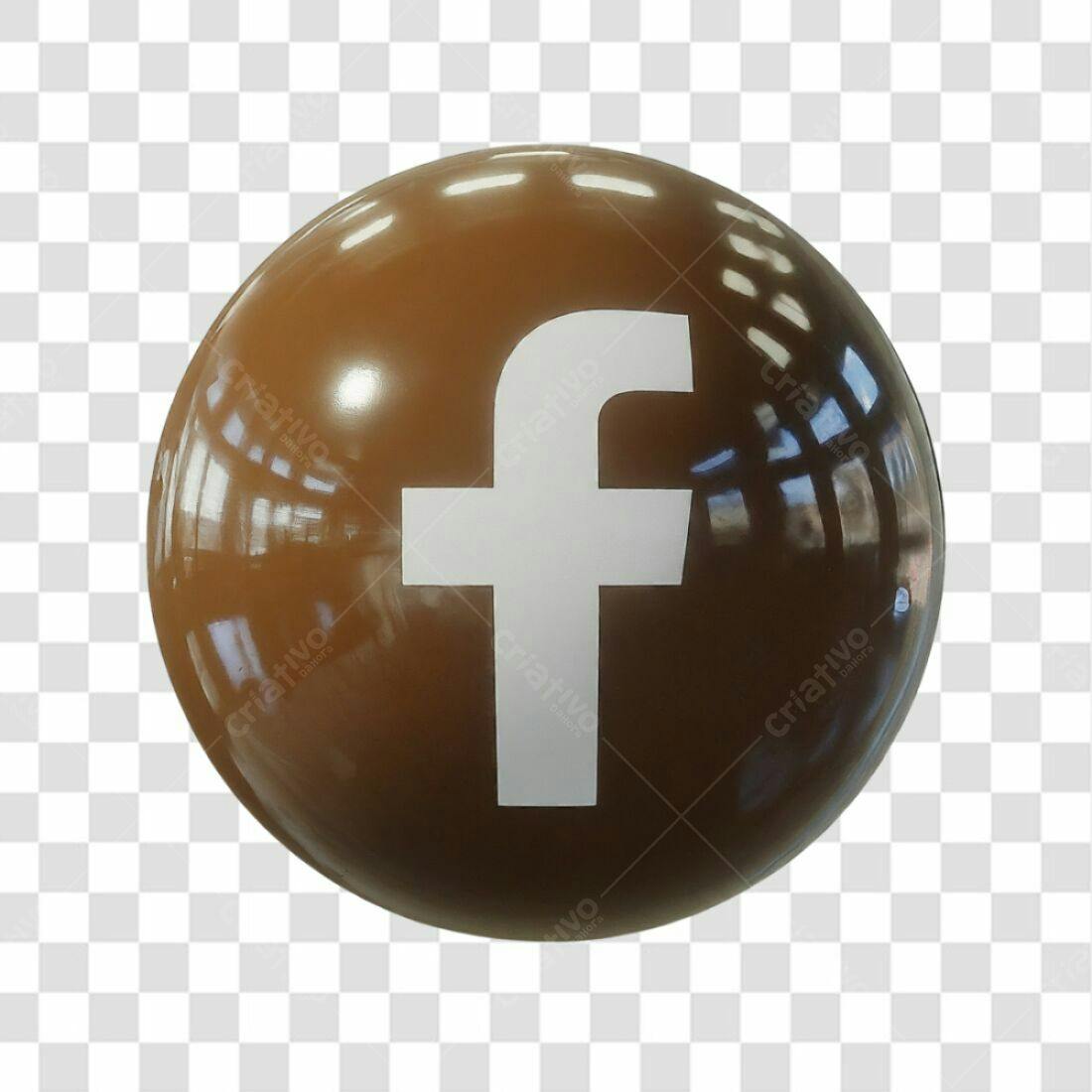 Ícone Facebook em Esfera Marrom PNG com fundo transparente