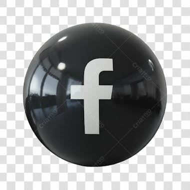 ícone 3d preto do facebook png transparente