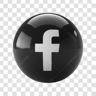 ícone preto 3d do facebook png transparente