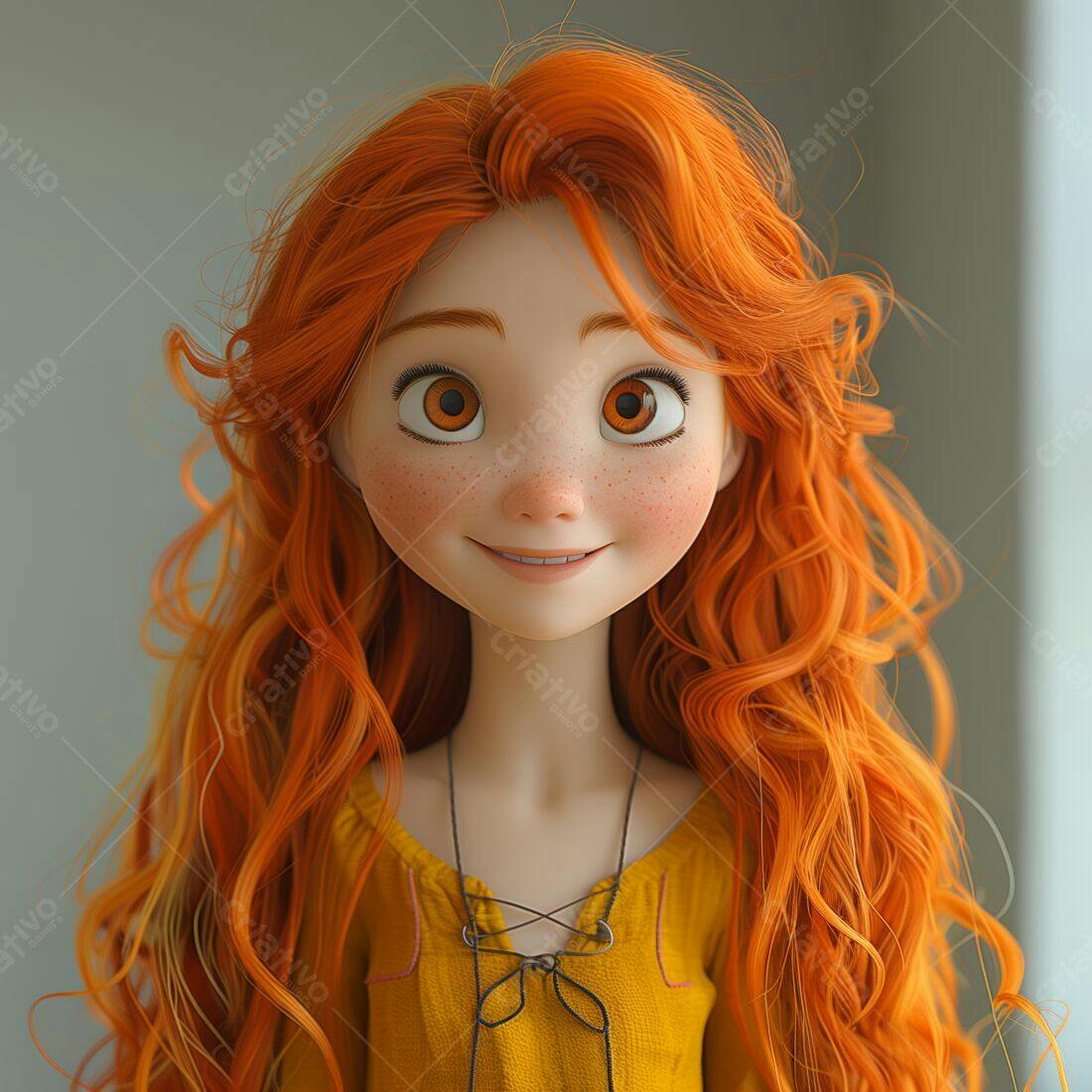 Menina ruiva animada sorrindo