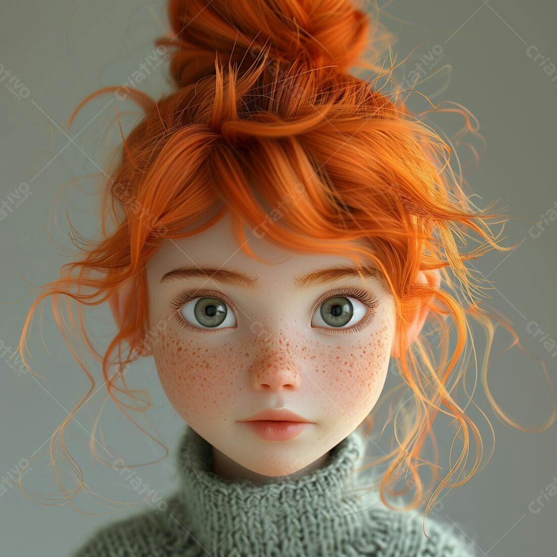 Menina ruiva com sardas usando suéter