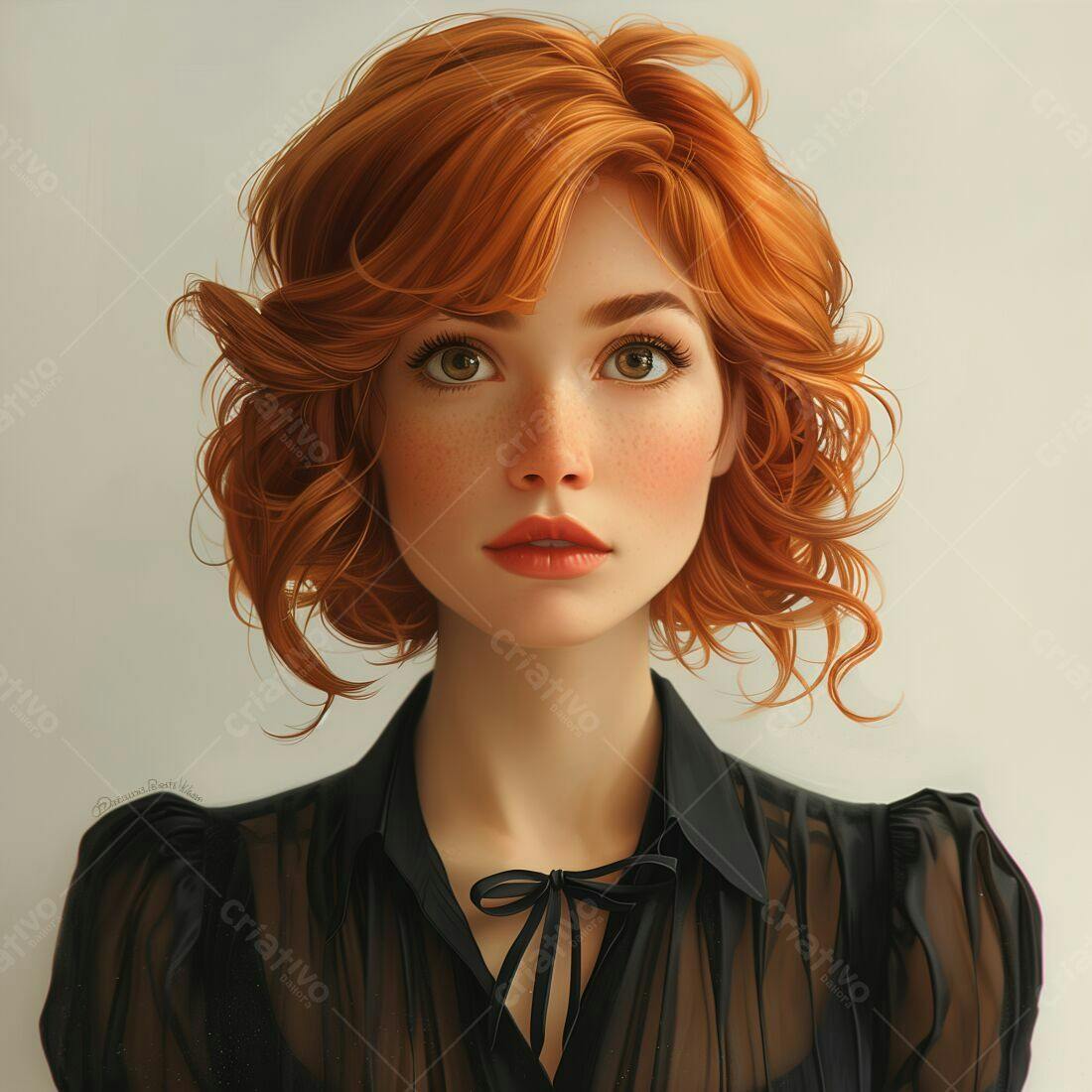 Retrato mulher ruiva cabelo curto