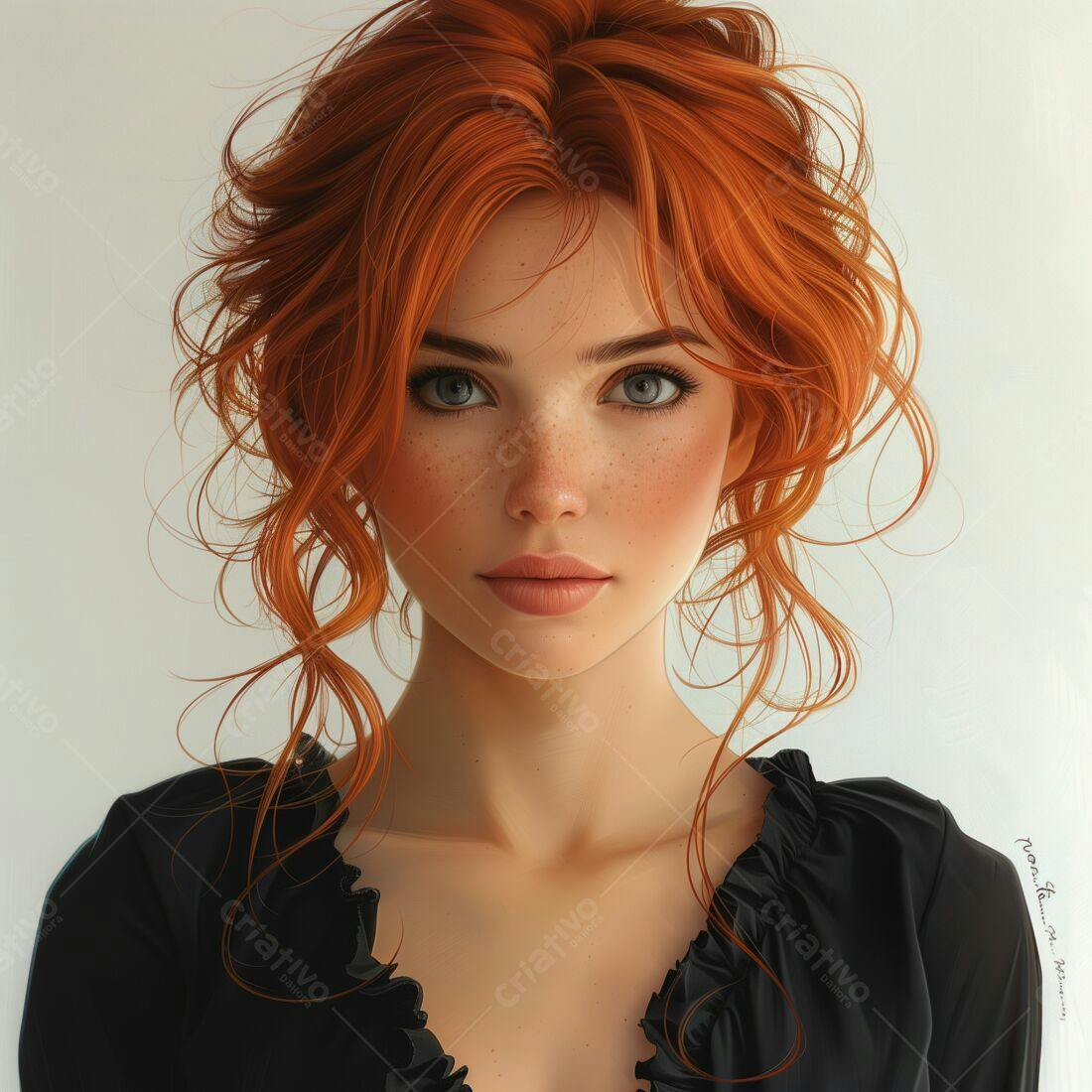 Mulher ruiva com sardas retrato