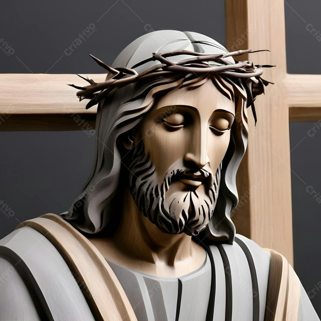 Escultura de Jesus Cristo com coroa de espinhos