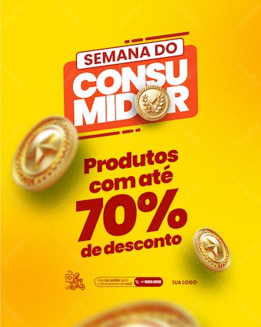 Social media semana do consumidor produtos com 70 porcento de desconto