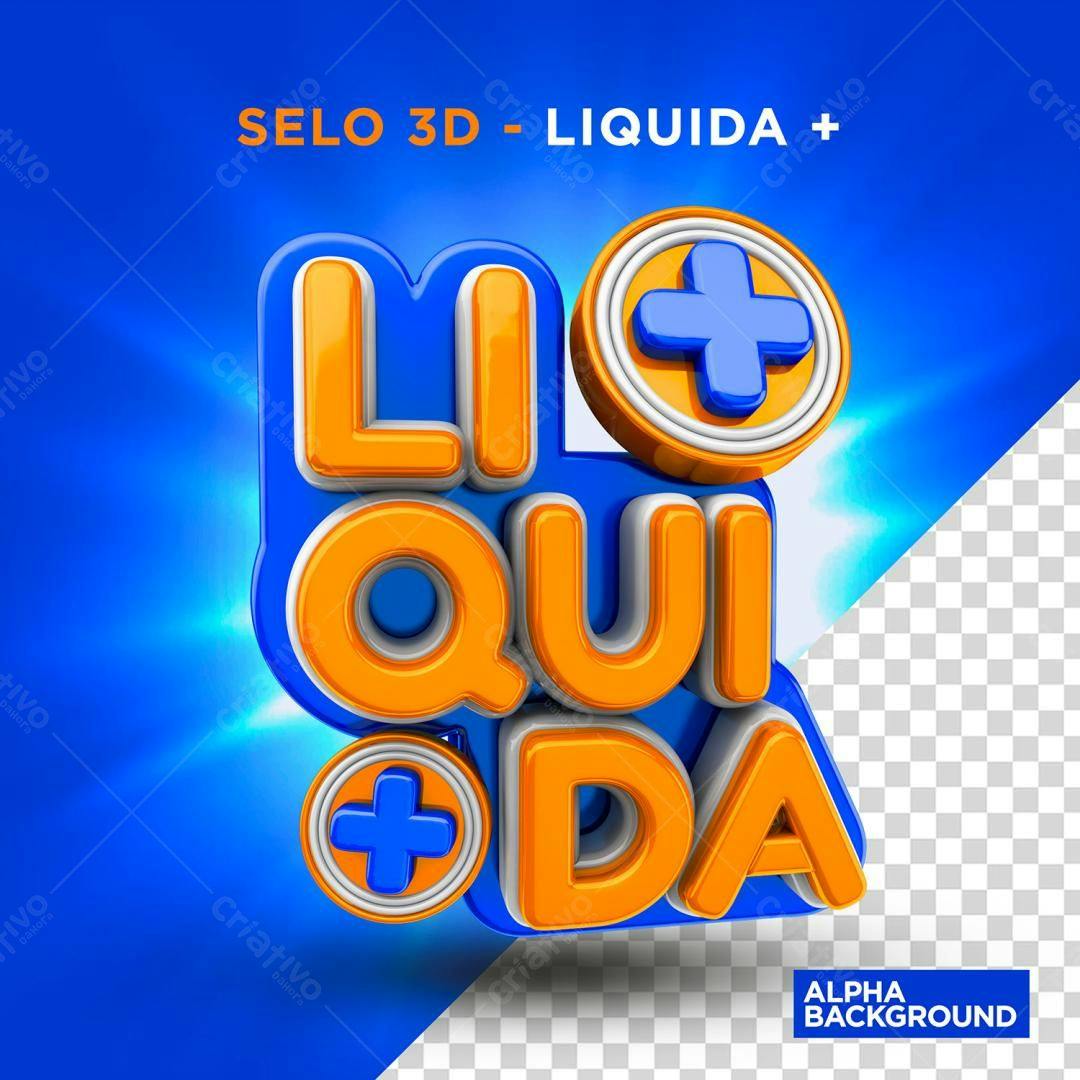 Selo 3D promocional laranja e azul brilhante