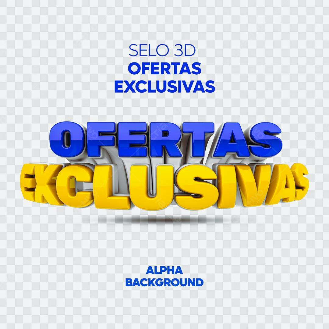 Selo 3D promocional ofertas exclusivas azul e amarelo