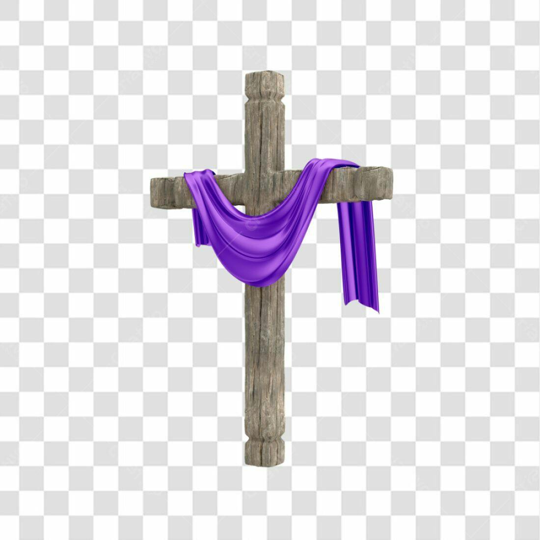 Icone Cruz com tecido roxo PNG com fundo transparente