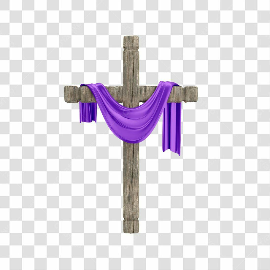 Icone de Cruz com Tecido Roxo PNG com fundo transparente