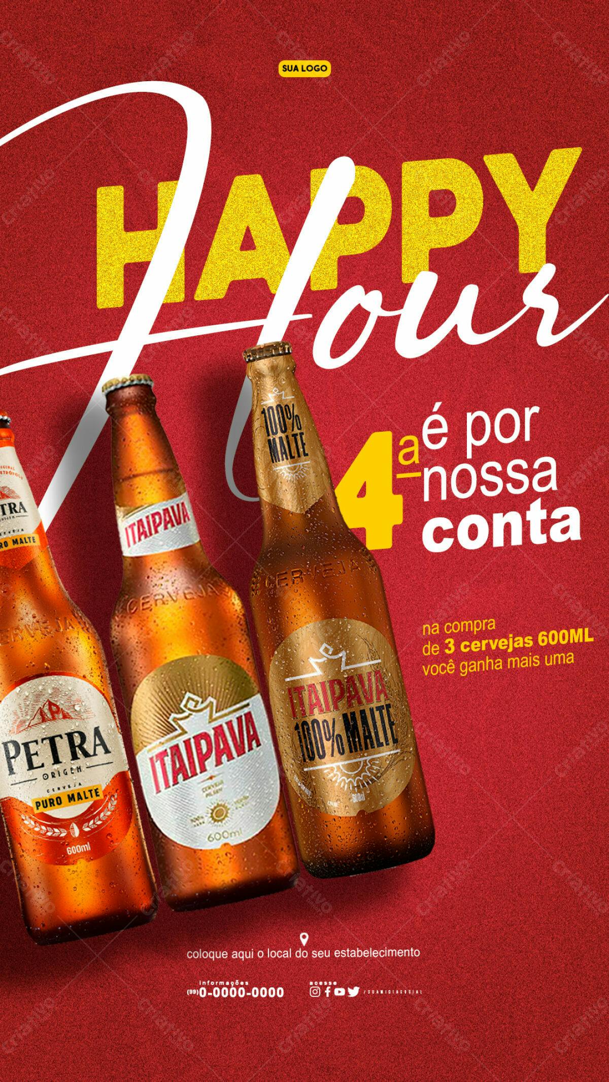 Flyer Happy Hour Cerveja PSD Editável