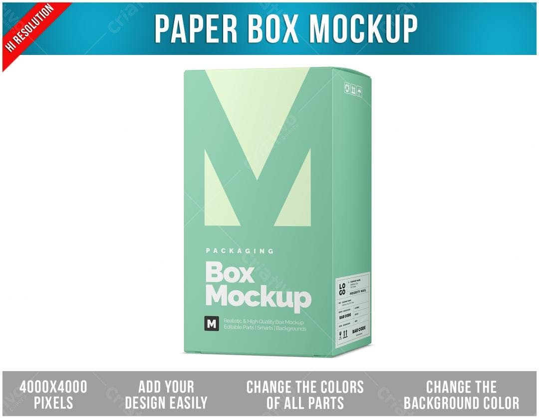 Mockup Caixa de Papel Mint: Design Minimalista para Embalagem