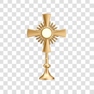 Asset 3d ostensório dourado católico adoração eucarística com fundo transparente