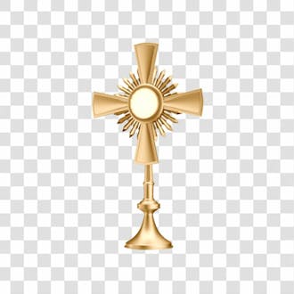 Asset 3d ostensório dourado católico adoração eucarística com fundo transparente