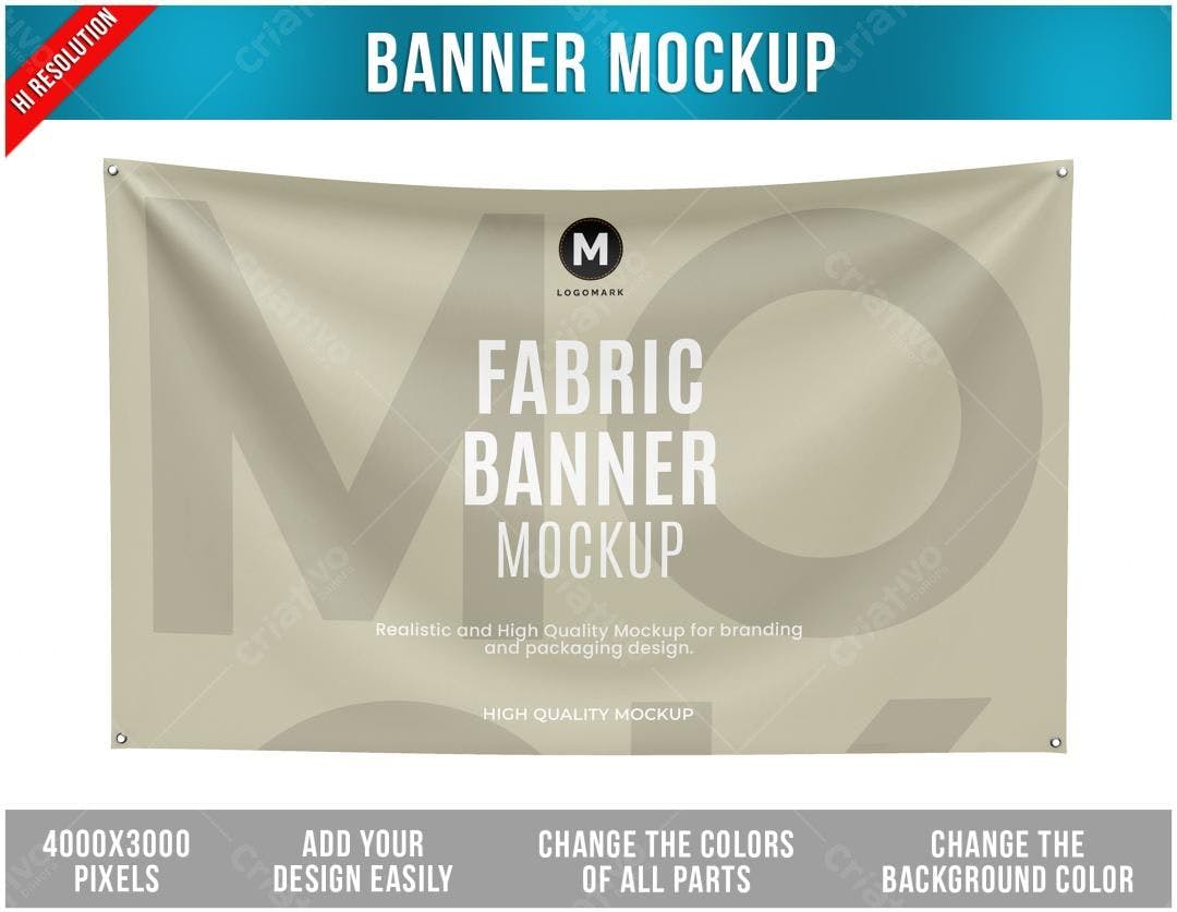 Mockup de Banner de Tecido em Bege Claro