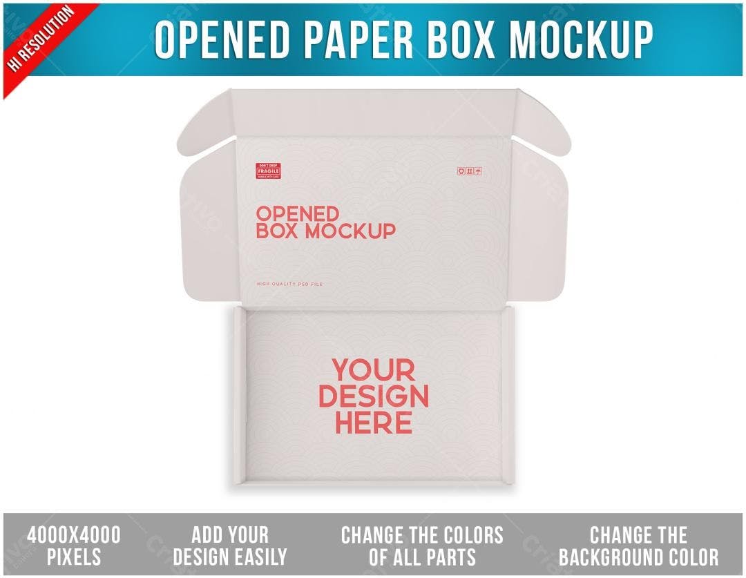 Mockup Caixa Aberta para E-commerce PSD Editável