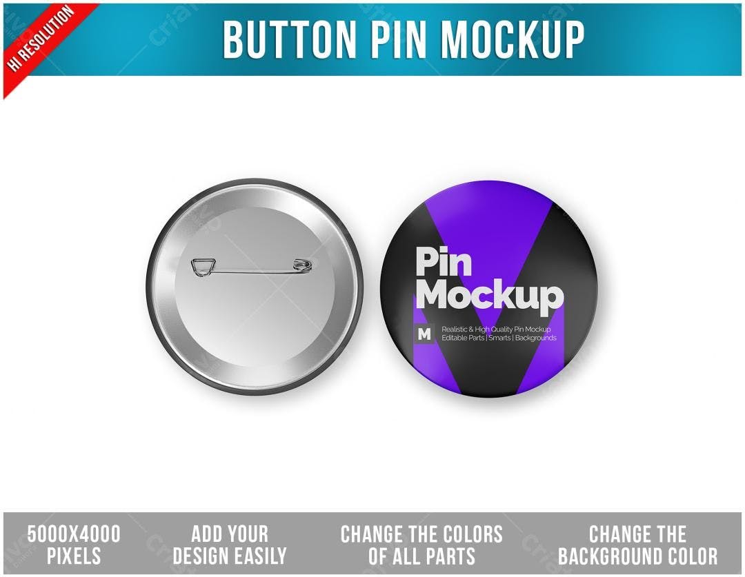 Mockup Realista de Pin com Design Moderno